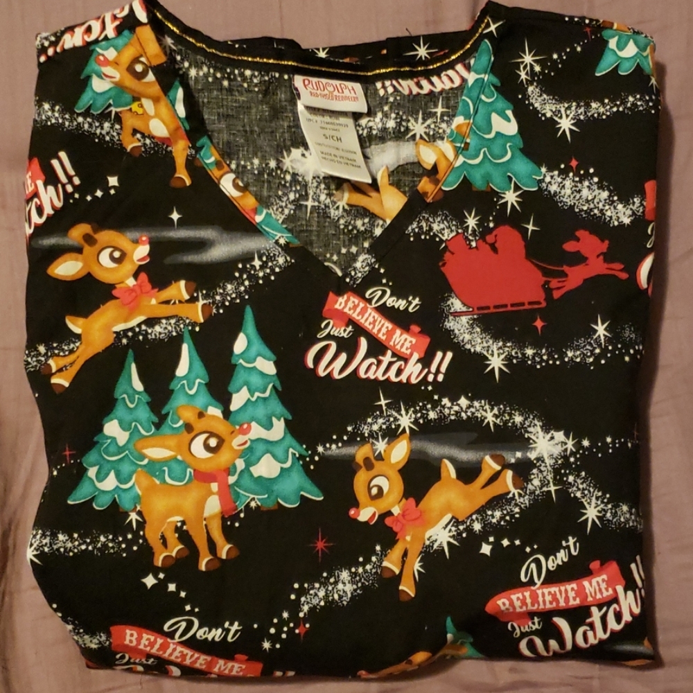 Christmas scrub top